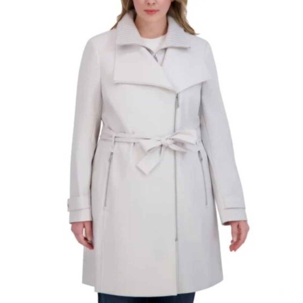 New Halston Women's Belted Trench Coat Gray - Picture 7 of 11